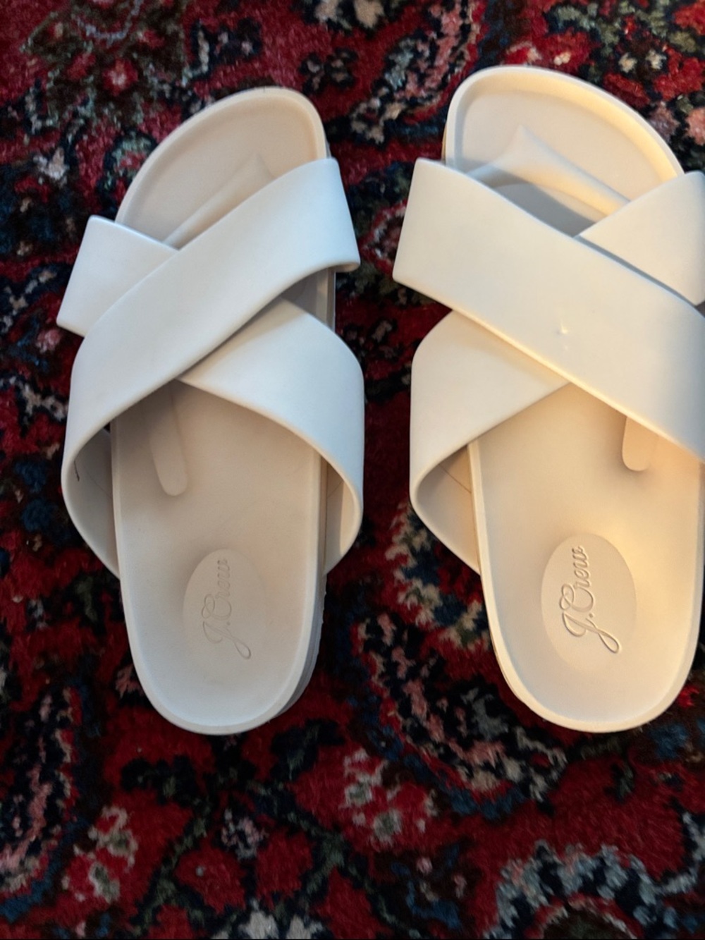 J. Crew Cream Crisscross Slide Sandals
